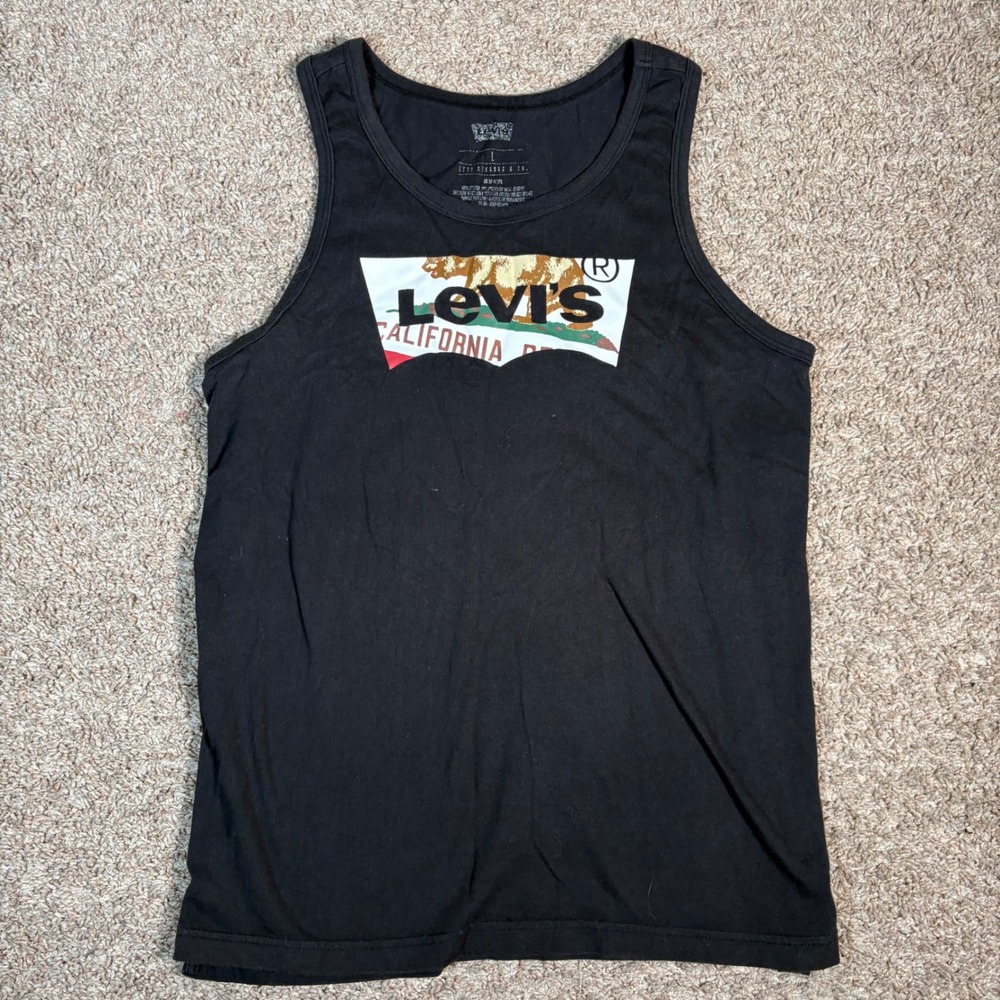 Levi's California Bear Tank Top Sleeveless Graphic Print Black Men's‎ L